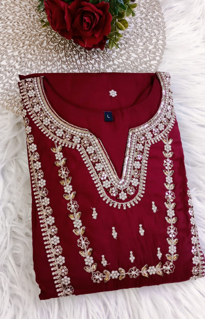 Maroon Designer party wear